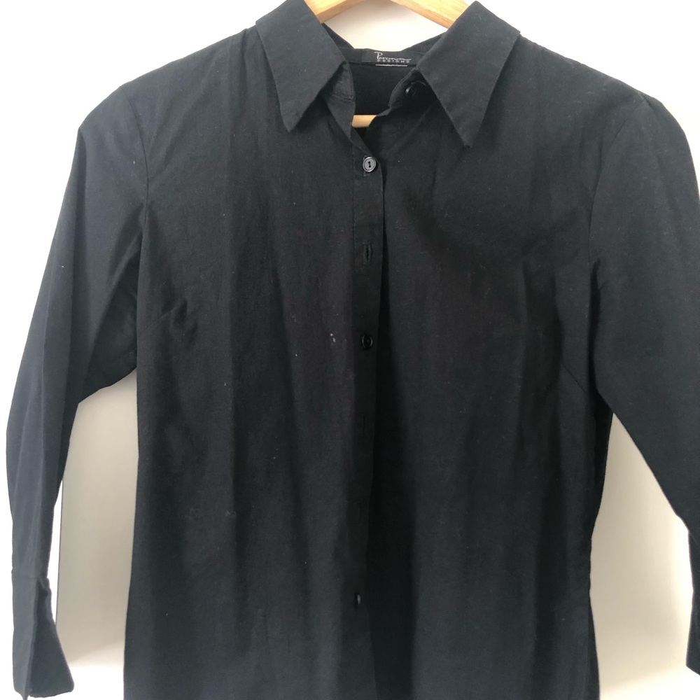 Black button down long blouse